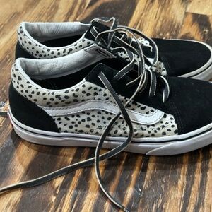 Vans Black and White Leopard Print Women's Shoes